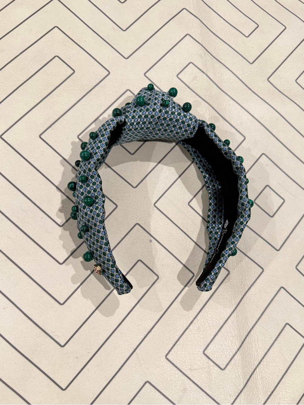 Brianna Cannon Blue and Green Beaded Knot Headband
